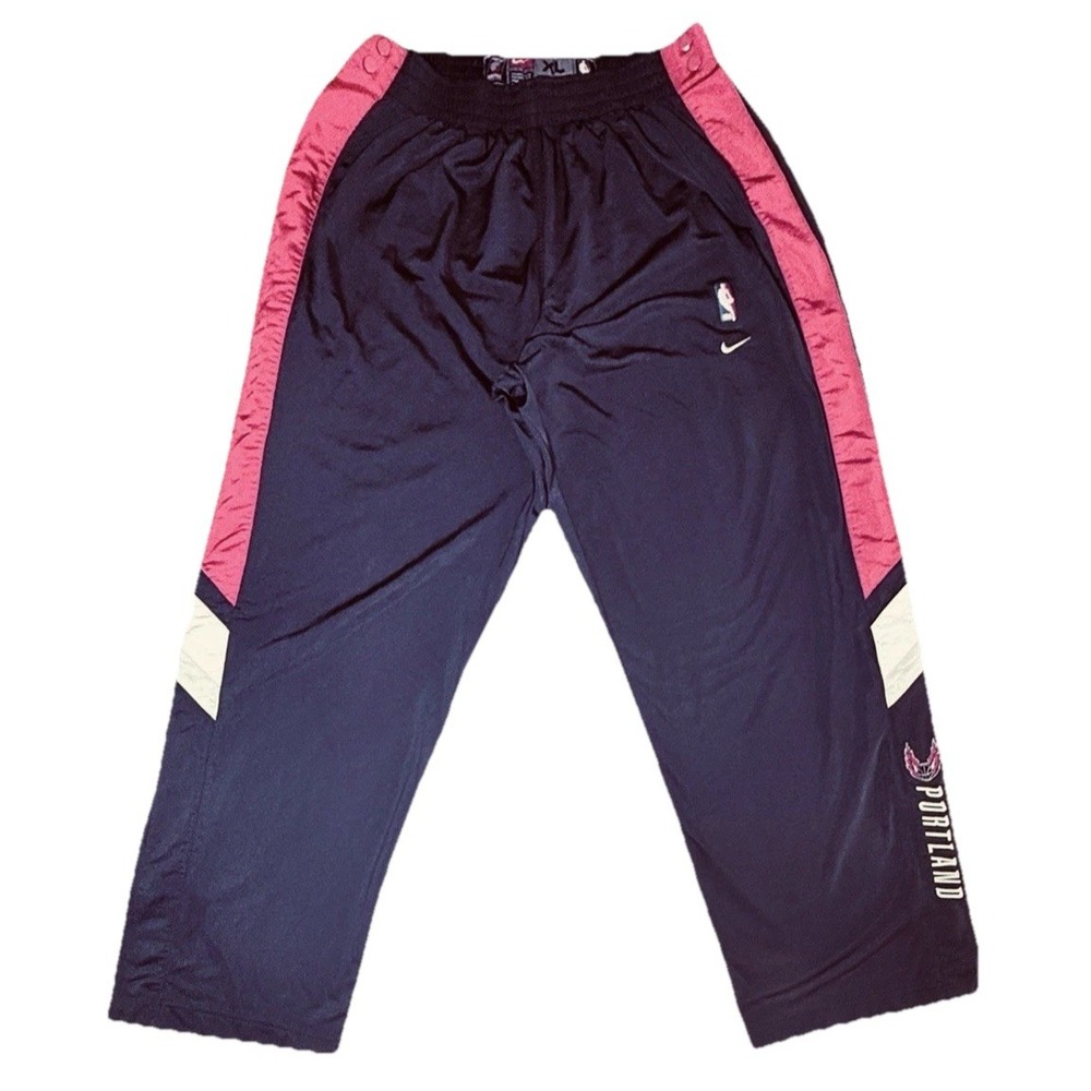 Vtg Y2K Nike‎ Portland Trail Blazers Tear Away Pants XL Black Snap NBA Joggers
